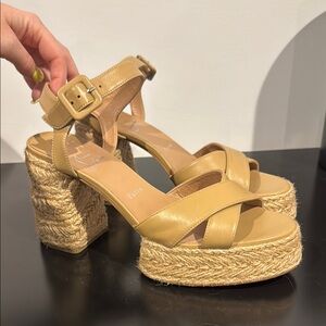 Christian Louboutin Calakala Leather Crisscross Red Sole Espadrille Sandals